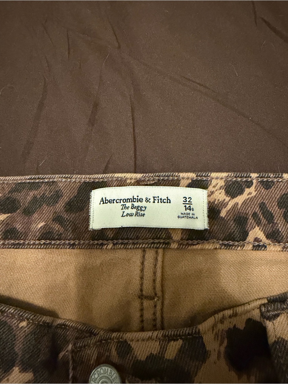 Abercrombie  Leopard Print Cropped Jeans - Brown & Black - Picture 3 of 4